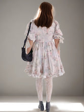 Robe mini princesse imprimée à manches bouffantes